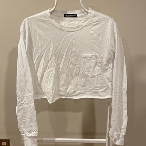 Cropped White Pocket Brandy Melville Long Sleeve